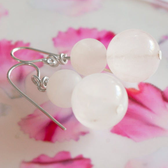 Pink quartz hook earrings