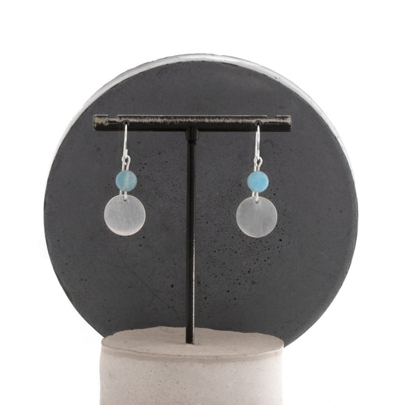 Disk and aquamarine earrings
