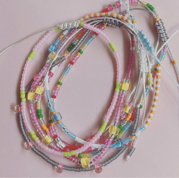 Adjustable Japanese glass bead bracelet